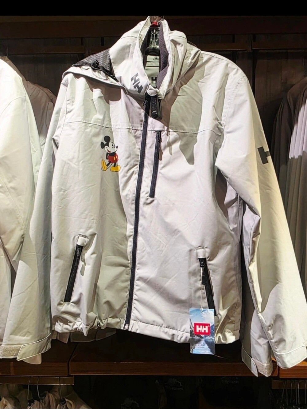 Disney Parks Helly Hansen Gray Mickey Mouse Hooded Waterproof Jacket Unisex